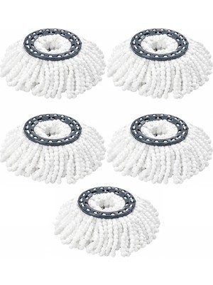 Zambak Döner Başlıklı Spin Mop Türü Temizlik Seti Yedek Mikrofiber Mop Paspas 5 'Li