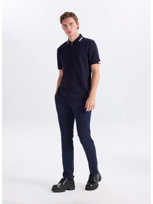 Fabrika Lacivert Erkek Slim Fit Jakarlı Polo T-Shirt F6SM-TST 2072