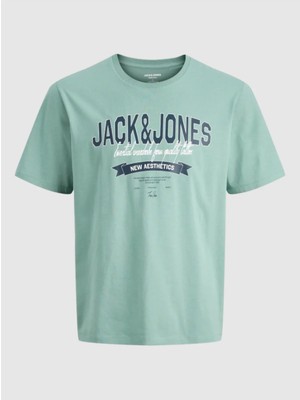 Jack & Jones Jjelogo Erkek Su Yeşil Tişört 12288016