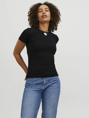 Jack & Jones Jack Jones Jxgıgı Str Ss Tee Jrs Sn Kadin Siyah Tshirt 12248921-02