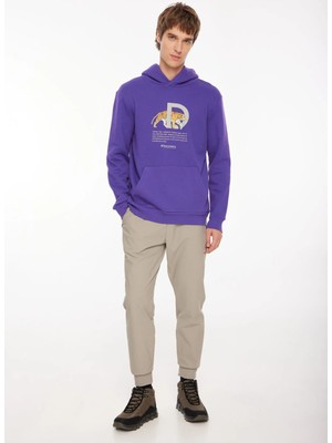 Discovery Expedition Mor Erkek Kapüşon Yaka Relaxed Fit Baskılı Sweatshirt D3WM-SWT41