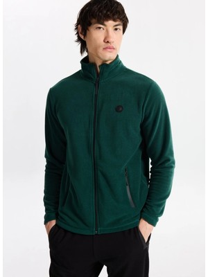 Discovery Expedition D5WM-SWT3301 Koyu Yeşil Dik Yaka Basic Düz Erkek Polar Sweatshırt