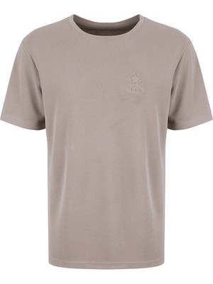 Jeep Bisiklet Yaka Baskılı Vizon Erkek T-Shirt J5SM-TST7288