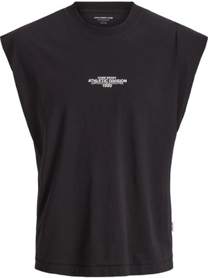 Jack & Jones Jack Jones Jcobreeze Front Sl Tee Crew Neck Erkek Siyah Tshirt 12293042-02