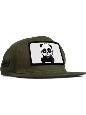 BlackBörk Hip Hop Kids Panda Logolu Haki Çocuk Şapka