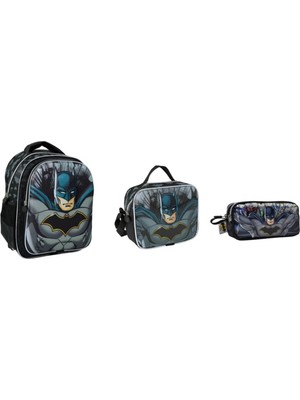 Batman Kabartmalı Ilkokul Çantası Seti (Kabartmalı Set)