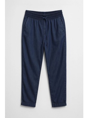 Banny Jeans Kadın Beli Lastikli Straight Fit Ince Mavi Jean Pantolon