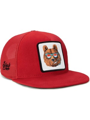 BlackBörk Hip Hop Kids Ayı Logolu Kırmızı Çocuk Trucker Şapka