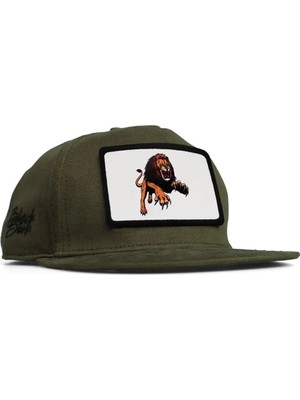 BlackBörk Hip Hop Aslan Logolu Haki Çocuk Şapka