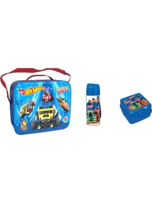 Hot Wheels Mavi Araba Desenli Beslenme Çantası Seti 2484 Sağlığa Zararsız Kullanışlı Tasarım