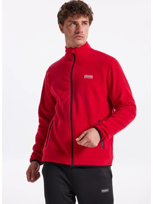 Discovery Expedition D4WM-SWT3994 Kırmızı Dik Yaka Basic Düz Erkek Polar Sweatshırt
