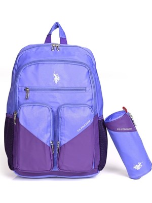 U.S. Polo Assn. 2'li Okul Çantası Seti – Kalemlikli, Çok Gözlü, Ergonomik Sırt Çantası Mor