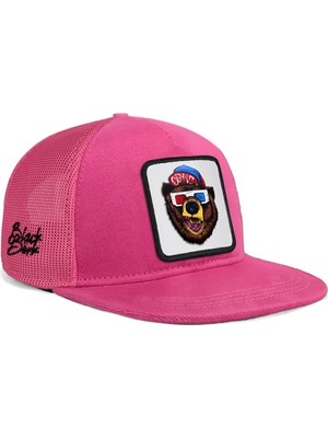 BlackBörk Hip Hop Kids Ayı Logolu Pembe Çocuk Trucker Şapka