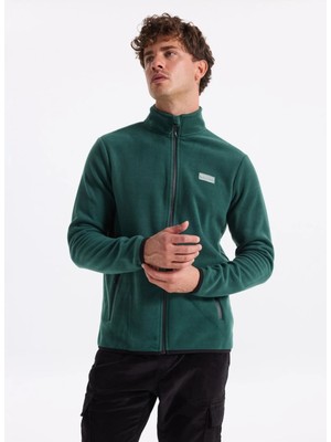 Discovery Expedition D4WM-SWT3994 Koyu Yeşil Dik Yaka Basic Düz Erkek Polar Sweatshırt