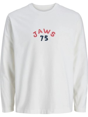 Jack & Jones Jorjaws Ls Bisiklet Yaka Kırık Beyaz Erkek Sweatshirt 12286615
