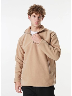 Jeep Bej Erkek Dik Yaka Relaxed Polar Sweatshirt C4WM-SWT4201