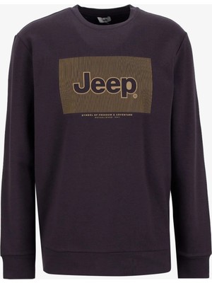 Jeep Bisiklet Yaka Baskılı Kahve Erkek Sweatshırt J5WM-SWT7693