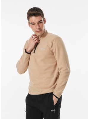 Discovery Expedition Bej Erkek Dik Yaka Basic Polar Sweatshırt D4WM-SWT3993