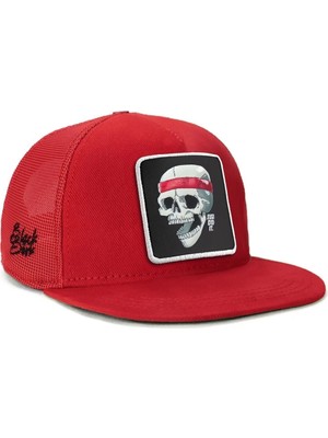 BlackBörk Hip Hop Kids Kurukafa Logolu Kırmızı Çocuk Trucker Şapka