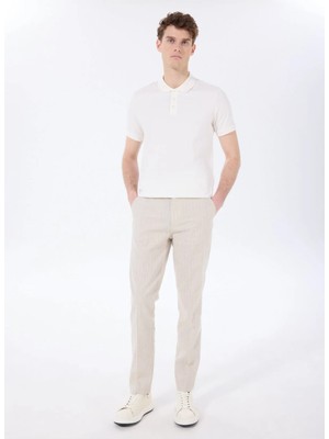 Fabrika Bej Erkek Basic Çizgili Chino Pantolon F5SM-PNT 2303