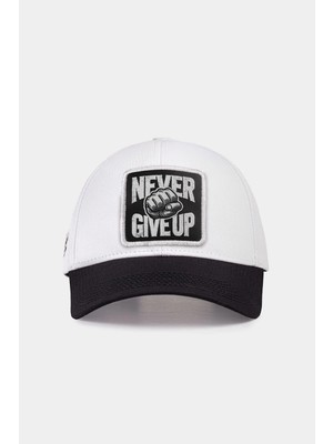 BlackBörk Six Never Give Up Logolu Siyah-Beyaz Beyzbol Şapka