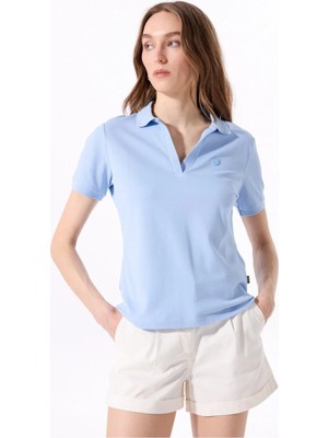 Jeep Düz Mavi Kadın Polo T-Shirt