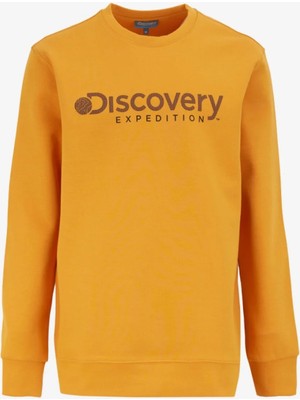 Discovery Expedition D4WM-SWT3225 Hardal Bisiklet Yaka Relaxed Baskılı Erkek Sweatshırt