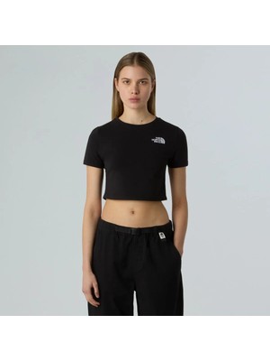 The North Face W Essentıal Cropped Slım Short Sleeve Te Kadin Siyah Tshirt NF0A55AOJK31
