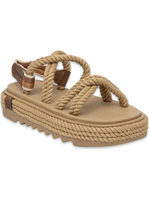 Bohonomad Bodrum Mid Platform Halat Bej Kadın Sandalet