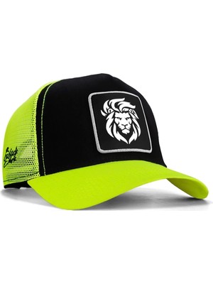 BlackBörk Aslan Logolu Neon-Siyah Trucker Şapka