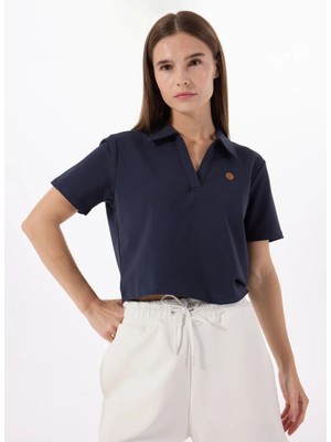 Jeep Düz Lacivert Kadın Polo T-Shirt