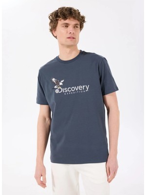 Discovery Expedition D4SM-TST3306 Antrasit Bisiklet Yaka Basic Baskılı Erkek T-Shirt