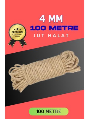 Aesco 4 mm 100 Metre Jüt Halat Dekoratif Hasır Ip Urgan Süs