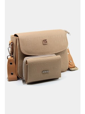 Just Polo Yeni Sezon Kolon Askılı 4 Bölmeli Kadın Omuz Çantası ve Cüzdan Kombini PBU217402