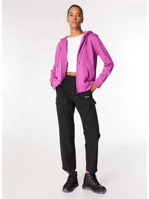 Discovery Expedition Lila Kadın Kapüşonlu Relaxed Nakışlı Sweatmont D4WL-SWT3099