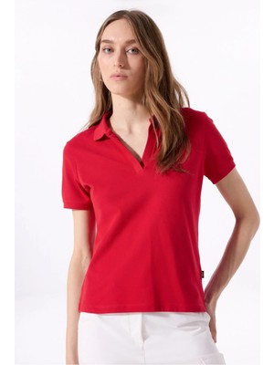 Jeep Düz Kırmızı Kadın Polo T-Shirt