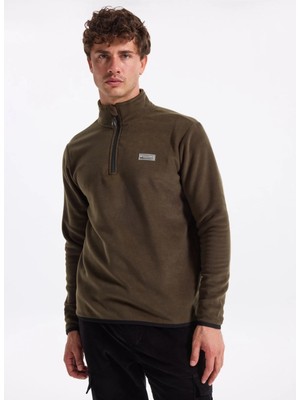 Discovery Expedition D4WM-SWT3993 Haki Dik Yaka Basic Düz Erkek Polar Sweatshırt