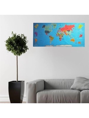 Eco Lounge Renkli atlas Dünya haritası Manyetik Yapıştırıcı Gerektirmeyen Duvar Stickerı 118 cm * 56 cm