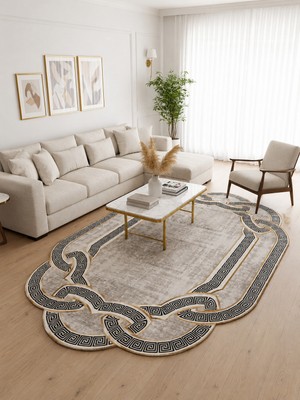 Mabeba Tekstil Makinede Yıkanabilir Kaymaz Taban Leke Tutmaz Mutfak Halısı Salon Halısı ve Yolluk/mbb_bej3