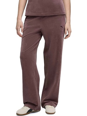 Puma Ess Elevated Velour Rib S Kahverengi Kadın Eşofman Altı