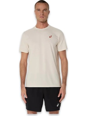 Asics 2041A348 Court Graphic Ss Top Krem Erkek T-Shirt