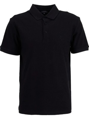 Fabrika Jakarlı Siyah Erkek Polo T-Shirt F6SM-TST 0939 Nb