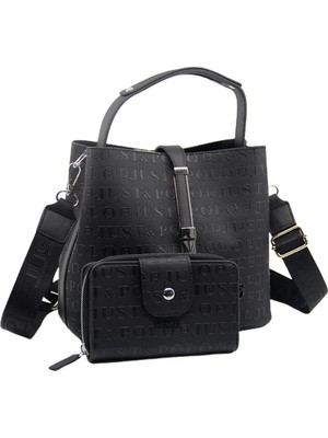 Just Polo Kilit Detaylı Kadın Kartlık ve Omuz Çanta Kombini PBU4002-1005