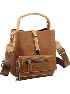 Just Polo Kilit Detaylı Kadın Kartlık ve Omuz Çanta Kombini PBU4002-1006