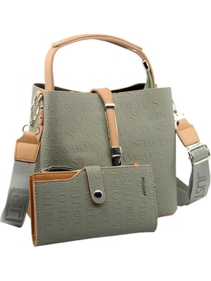 Just Polo Kilit Detaylı Kadın Kartlık ve Omuz Çanta Kombini PBU4002-1001