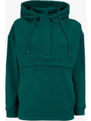 Jeep Kapüşon Yaka Baskılı Yeşil Kadın Sweatshırt J4WL-SWT7022