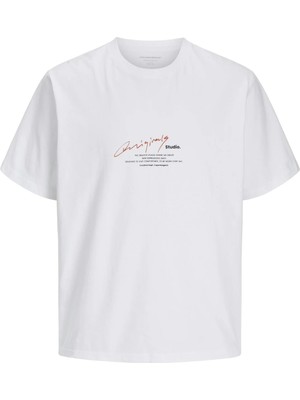 Jack & Jones Jack Jones Jormanchester Scrıpt Tee Ss Crew Neck Erkek Beyaz Tshirt 12273373-01