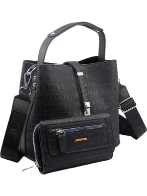 Just Polo Kilit Detaylı Kadın Kartlık ve Omuz Çanta Kombini PBU4002-1006