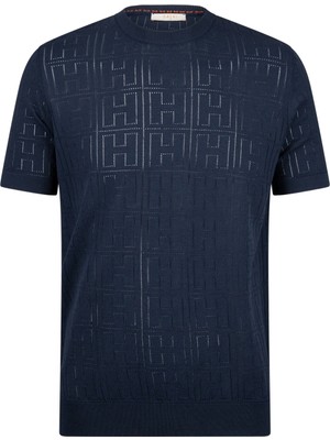 Hatemoğlu Lacivert Regular Fit Bisiklet Yaka Rayon Tişört