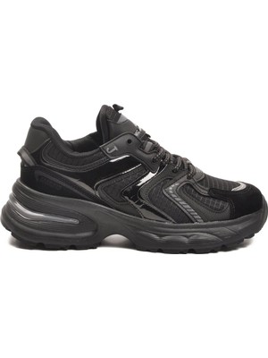Ayakmod Siyah Bağcıklı Kalın Taban Hafif Kadın Sneaker 2318 G